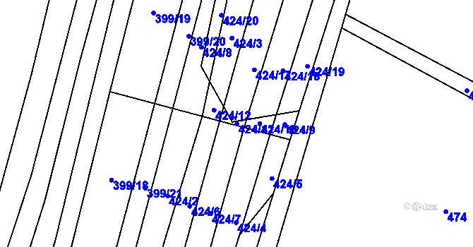 Parcela st. 424/11 v KÚ Drnovice, Katastrální mapa