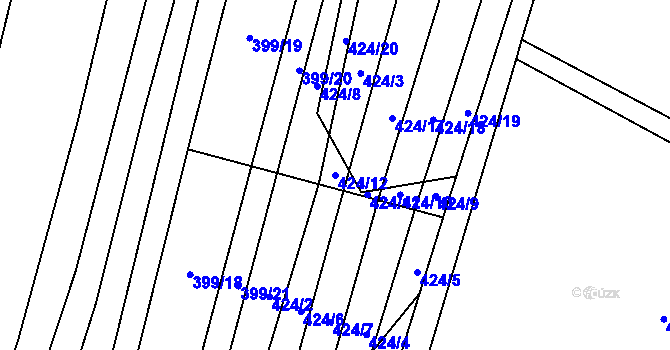 Parcela st. 424/12 v KÚ Drnovice, Katastrální mapa