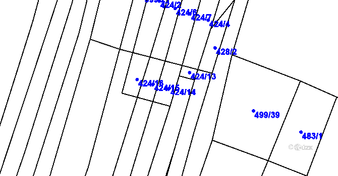 Parcela st. 424/14 v KÚ Drnovice, Katastrální mapa