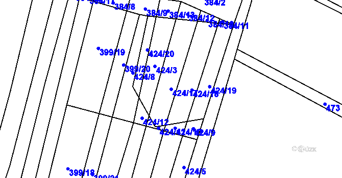Parcela st. 424/17 v KÚ Drnovice, Katastrální mapa
