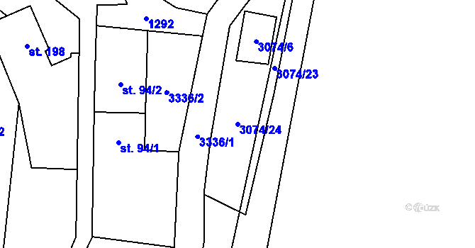 Parcela st. 3074/24 v KÚ Drnovice, Katastrální mapa