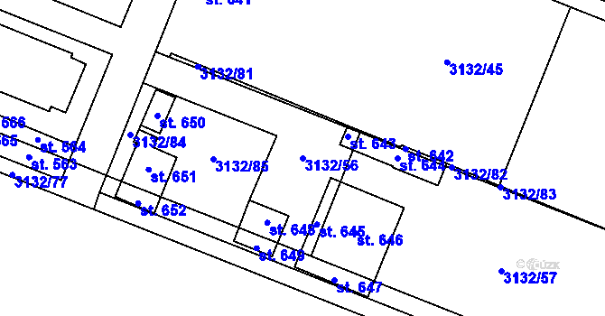 Parcela st. 3132/56 v KÚ Drnovice, Katastrální mapa