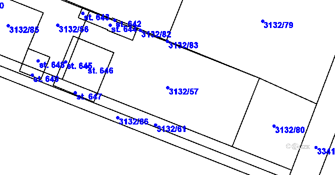 Parcela st. 3132/57 v KÚ Drnovice, Katastrální mapa