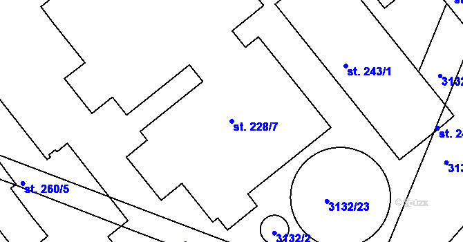Parcela st. 228/7 v KÚ Drnovice, Katastrální mapa