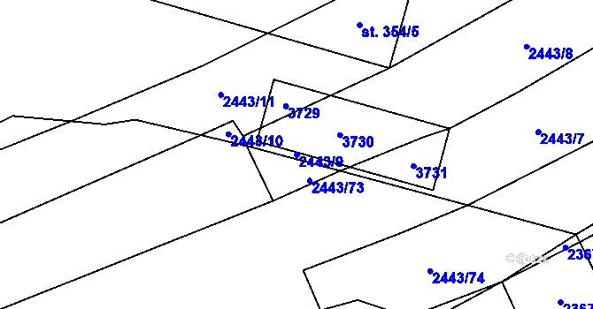 Parcela st. 2443/9 v KÚ Drnovice u Valašských Klobouk, Katastrální mapa