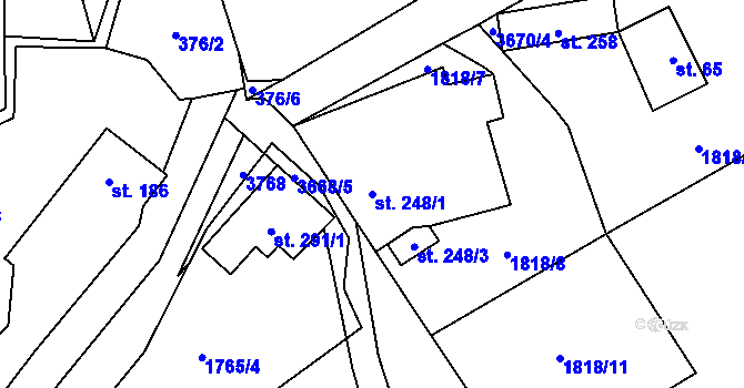 Parcela st. 248/1 v KÚ Drnovice u Valašských Klobouk, Katastrální mapa