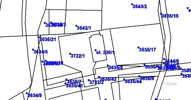 Parcela st. 230/1 v KÚ Drnovice u Valašských Klobouk, Katastrální mapa