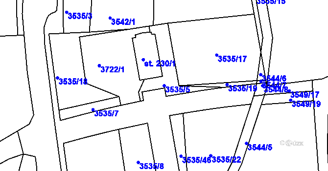 Parcela st. 3535/5 v KÚ Drnovice u Valašských Klobouk, Katastrální mapa