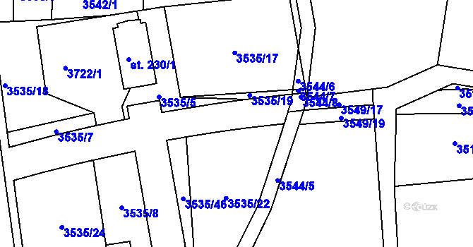 Parcela st. 3535/6 v KÚ Drnovice u Valašských Klobouk, Katastrální mapa