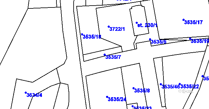 Parcela st. 3535/7 v KÚ Drnovice u Valašských Klobouk, Katastrální mapa