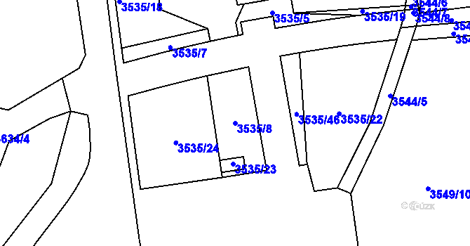Parcela st. 3535/8 v KÚ Drnovice u Valašských Klobouk, Katastrální mapa