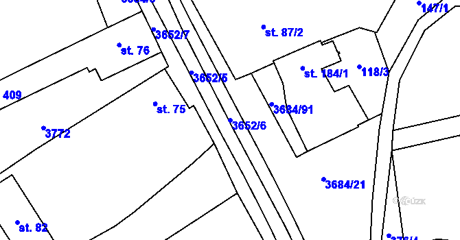 Parcela st. 3652/6 v KÚ Drnovice u Valašských Klobouk, Katastrální mapa