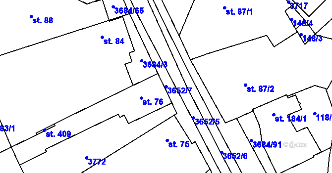 Parcela st. 3652/7 v KÚ Drnovice u Valašských Klobouk, Katastrální mapa