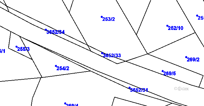 Parcela st. 3652/33 v KÚ Drnovice u Valašských Klobouk, Katastrální mapa
