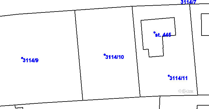 Parcela st. 3114/10 v KÚ Drnovice u Valašských Klobouk, Katastrální mapa