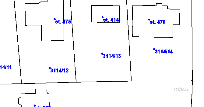 Parcela st. 3114/13 v KÚ Drnovice u Valašských Klobouk, Katastrální mapa