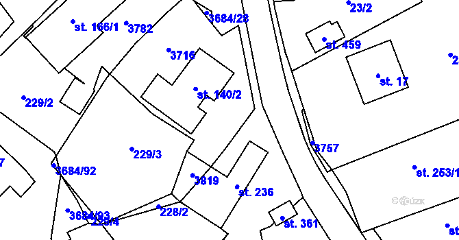 Parcela st. 3684/27 v KÚ Drnovice u Valašských Klobouk, Katastrální mapa