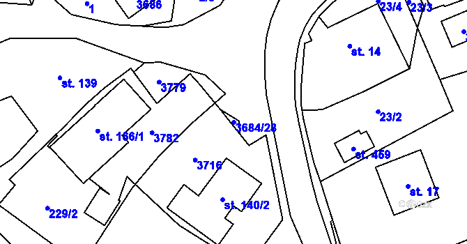 Parcela st. 3684/28 v KÚ Drnovice u Valašských Klobouk, Katastrální mapa
