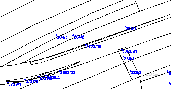 Parcela st. 3728/18 v KÚ Drnovice u Valašských Klobouk, Katastrální mapa