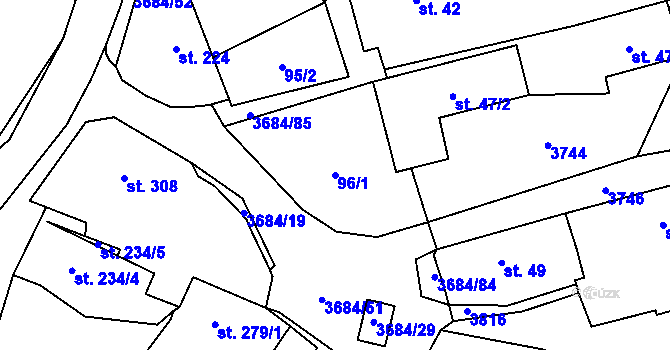 Parcela st. 96/1 v KÚ Drnovice u Valašských Klobouk, Katastrální mapa