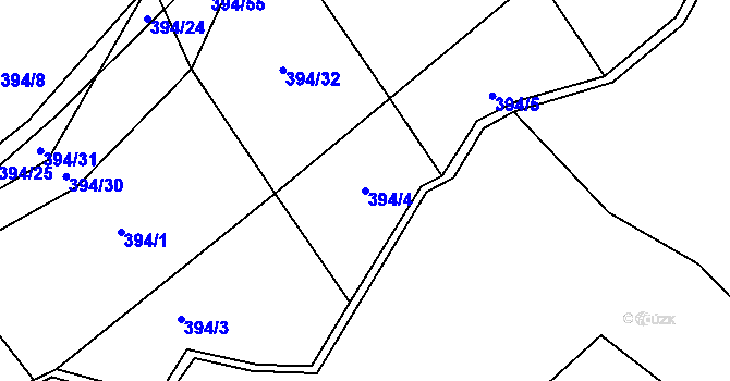 Parcela st. 394/4 v KÚ Drnovice u Valašských Klobouk, Katastrální mapa