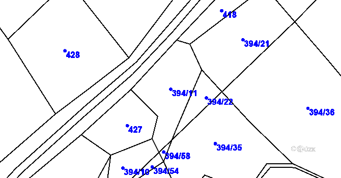 Parcela st. 394/11 v KÚ Drnovice u Valašských Klobouk, Katastrální mapa