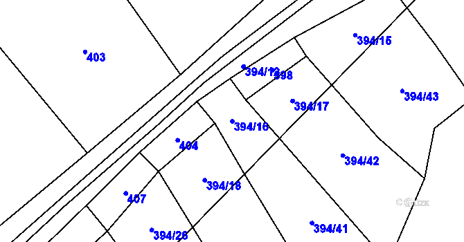 Parcela st. 394/16 v KÚ Drnovice u Valašských Klobouk, Katastrální mapa