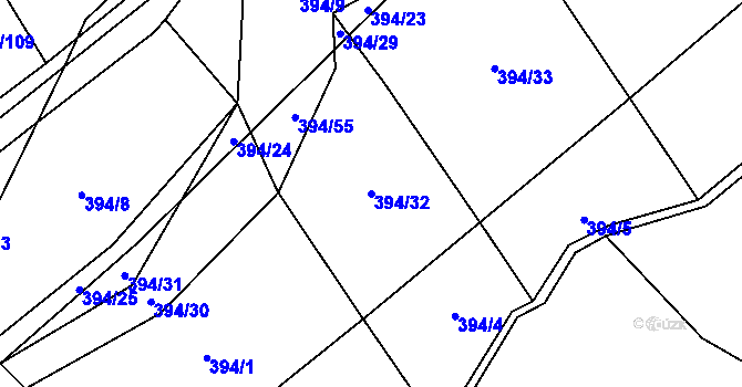 Parcela st. 394/32 v KÚ Drnovice u Valašských Klobouk, Katastrální mapa