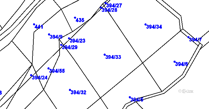 Parcela st. 394/33 v KÚ Drnovice u Valašských Klobouk, Katastrální mapa