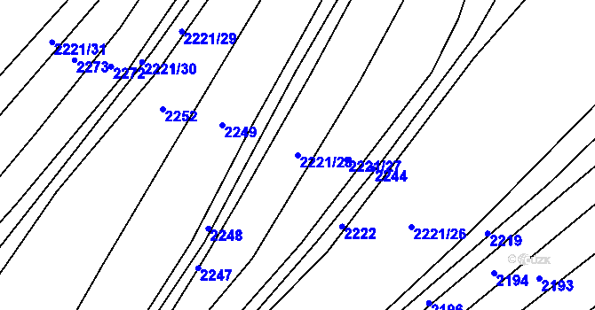 Parcela st. 2221/28 v KÚ Drnovice u Valašských Klobouk, Katastrální mapa