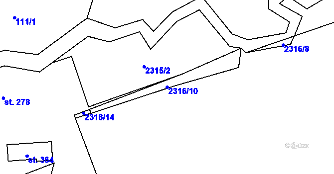 Parcela st. 2316/10 v KÚ Drnovice u Valašských Klobouk, Katastrální mapa