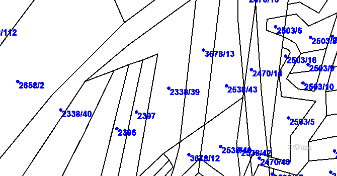 Parcela st. 2338/39 v KÚ Drnovice u Valašských Klobouk, Katastrální mapa