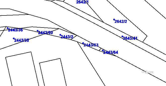 Parcela st. 2443/63 v KÚ Drnovice u Valašských Klobouk, Katastrální mapa