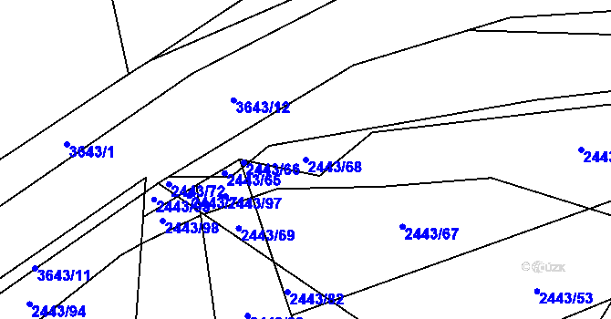 Parcela st. 2443/68 v KÚ Drnovice u Valašských Klobouk, Katastrální mapa