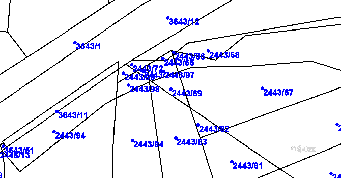 Parcela st. 2443/69 v KÚ Drnovice u Valašských Klobouk, Katastrální mapa