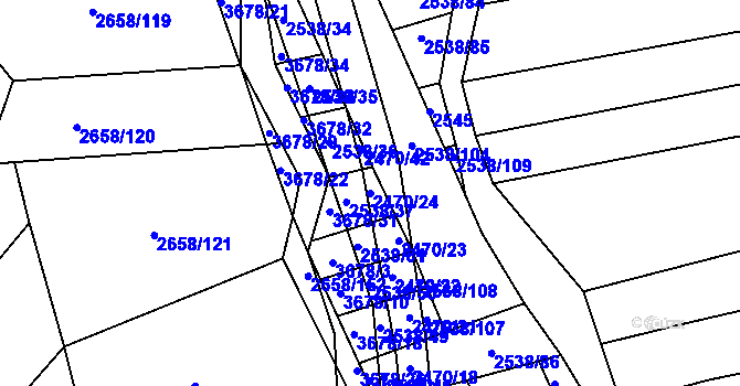 Parcela st. 2470/24 v KÚ Drnovice u Valašských Klobouk, Katastrální mapa