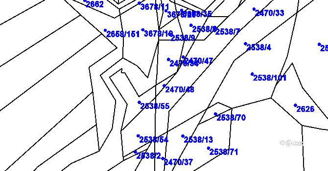 Parcela st. 2470/48 v KÚ Drnovice u Valašských Klobouk, Katastrální mapa