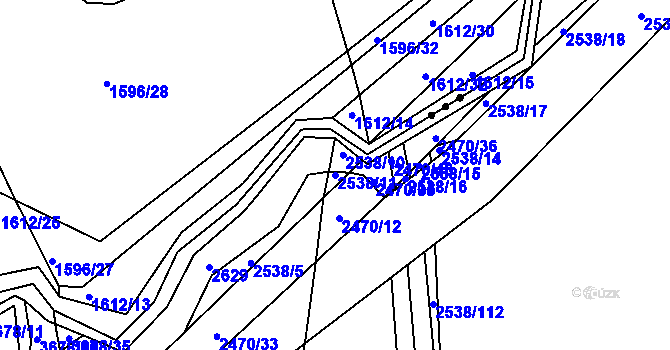 Parcela st. 2538/11 v KÚ Drnovice u Valašských Klobouk, Katastrální mapa