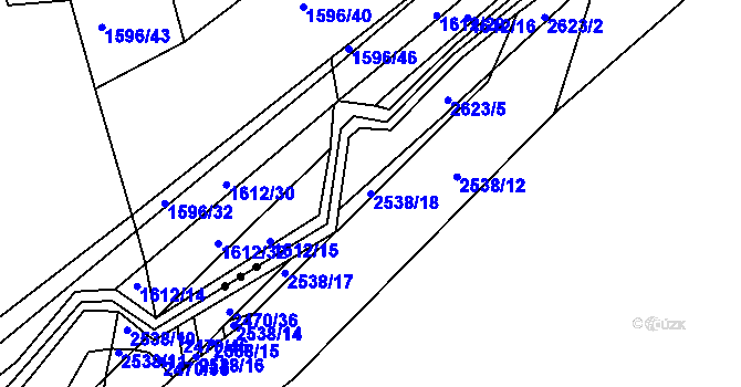 Parcela st. 2538/18 v KÚ Drnovice u Valašských Klobouk, Katastrální mapa
