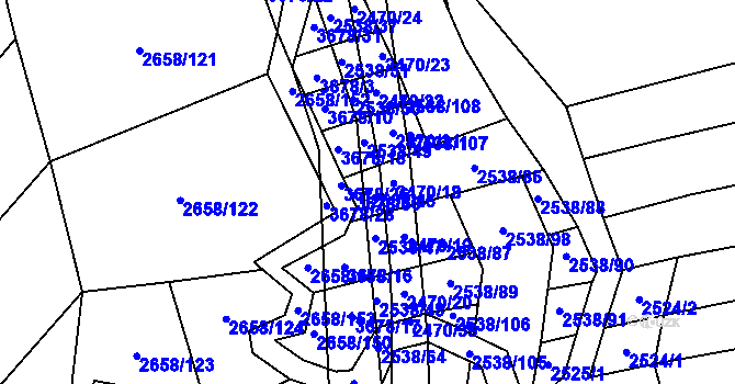 Parcela st. 2538/46 v KÚ Drnovice u Valašských Klobouk, Katastrální mapa
