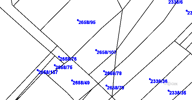 Parcela st. 2658/107 v KÚ Drnovice u Valašských Klobouk, Katastrální mapa