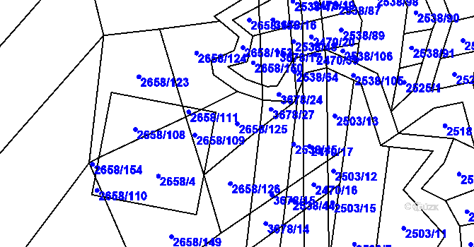 Parcela st. 2658/125 v KÚ Drnovice u Valašských Klobouk, Katastrální mapa