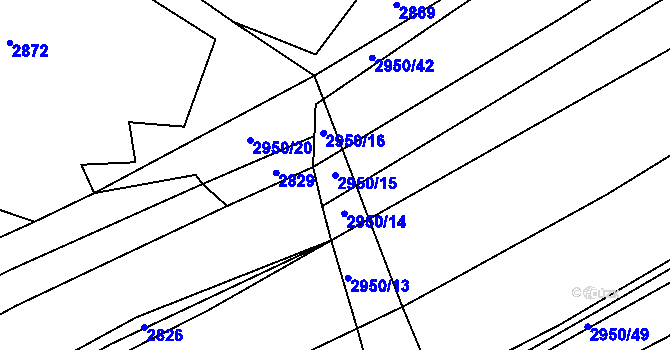 Parcela st. 2950/15 v KÚ Drnovice u Valašských Klobouk, Katastrální mapa
