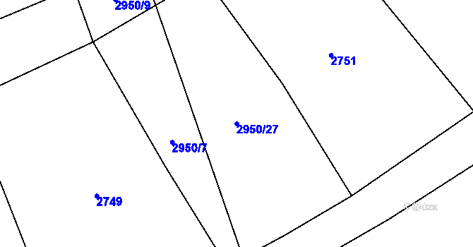 Parcela st. 2950/27 v KÚ Drnovice u Valašských Klobouk, Katastrální mapa