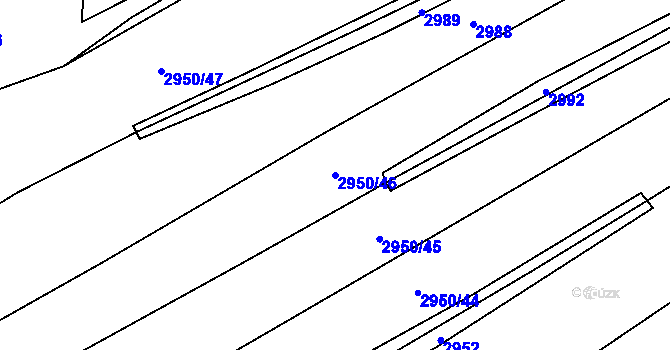 Parcela st. 2950/46 v KÚ Drnovice u Valašských Klobouk, Katastrální mapa