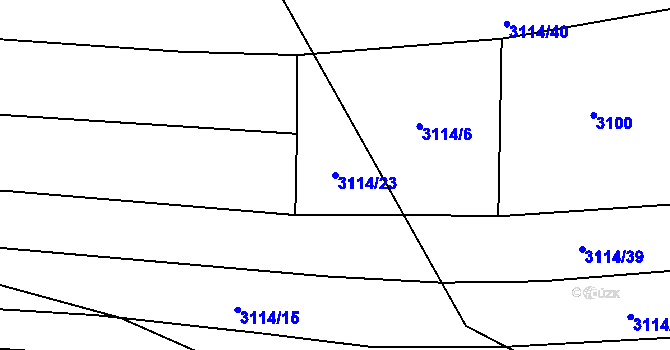 Parcela st. 3114/23 v KÚ Drnovice u Valašských Klobouk, Katastrální mapa