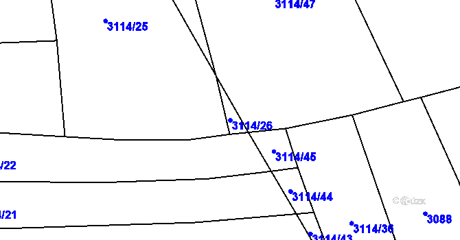 Parcela st. 3114/26 v KÚ Drnovice u Valašských Klobouk, Katastrální mapa