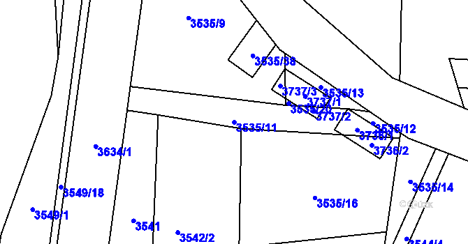 Parcela st. 3535/11 v KÚ Drnovice u Valašských Klobouk, Katastrální mapa
