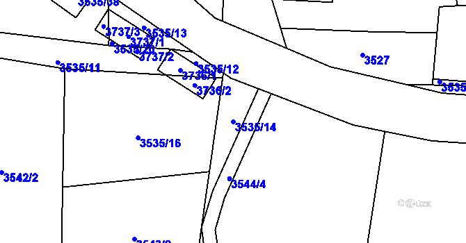 Parcela st. 3535/14 v KÚ Drnovice u Valašských Klobouk, Katastrální mapa