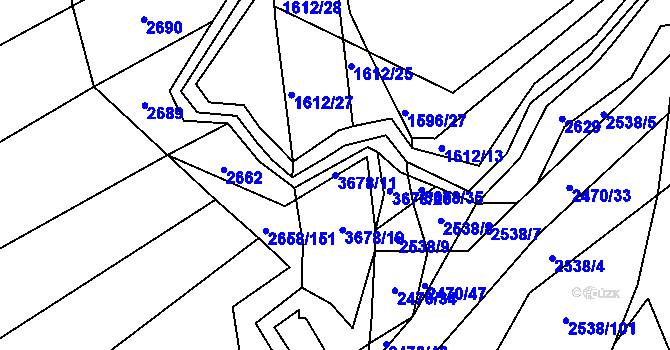 Parcela st. 3678/11 v KÚ Drnovice u Valašských Klobouk, Katastrální mapa